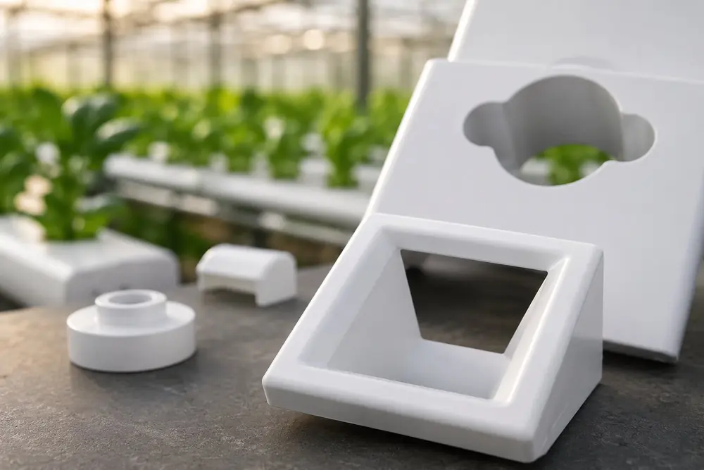 Injection molded hydroponic agricultural component manufactured by Moldrite India